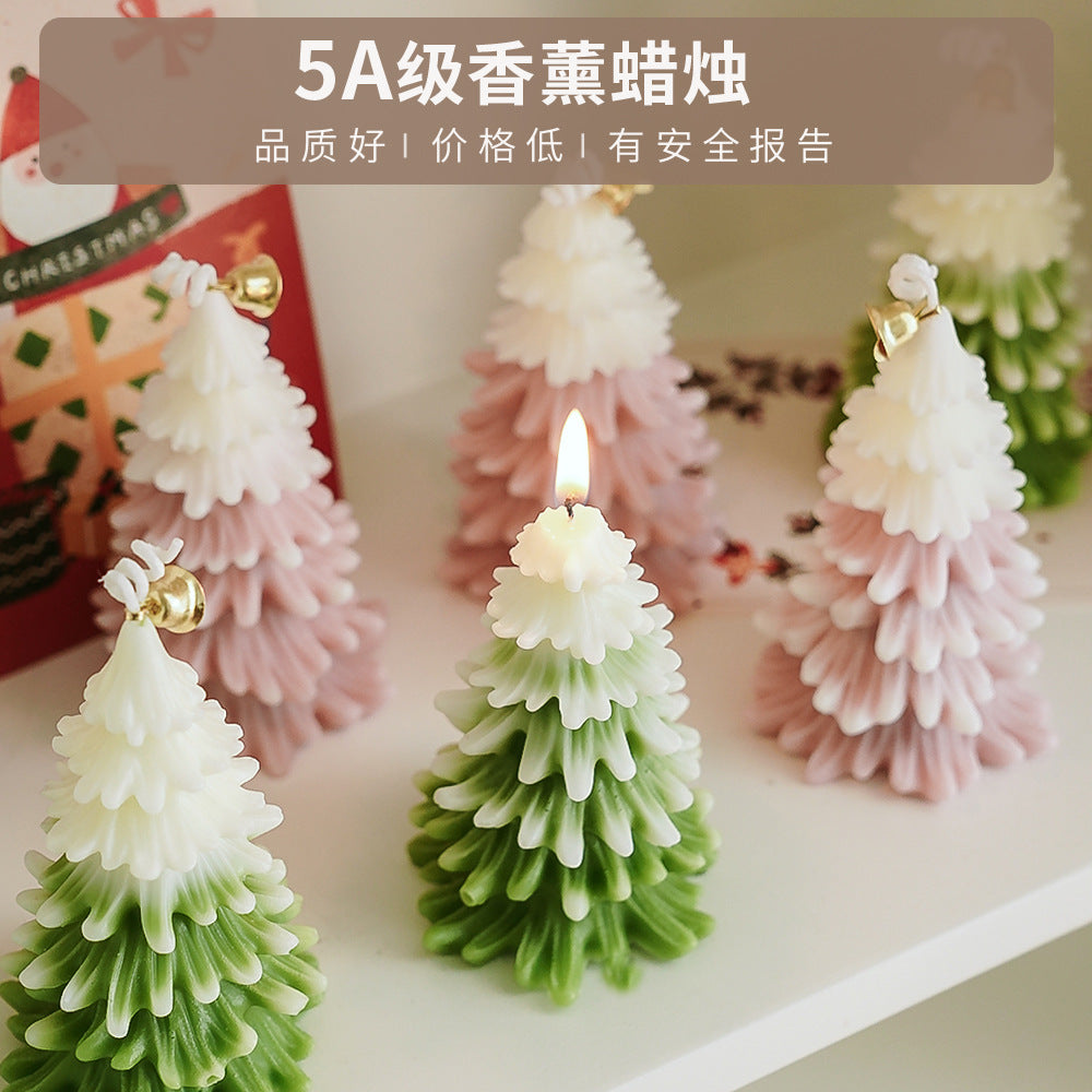 CouldNook Christmas Tree Candle - Layered Branches and Snowy White Tips