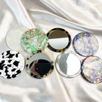 CouldNook Round Acetate Mirror - Circular Face And Patterned Border Detail