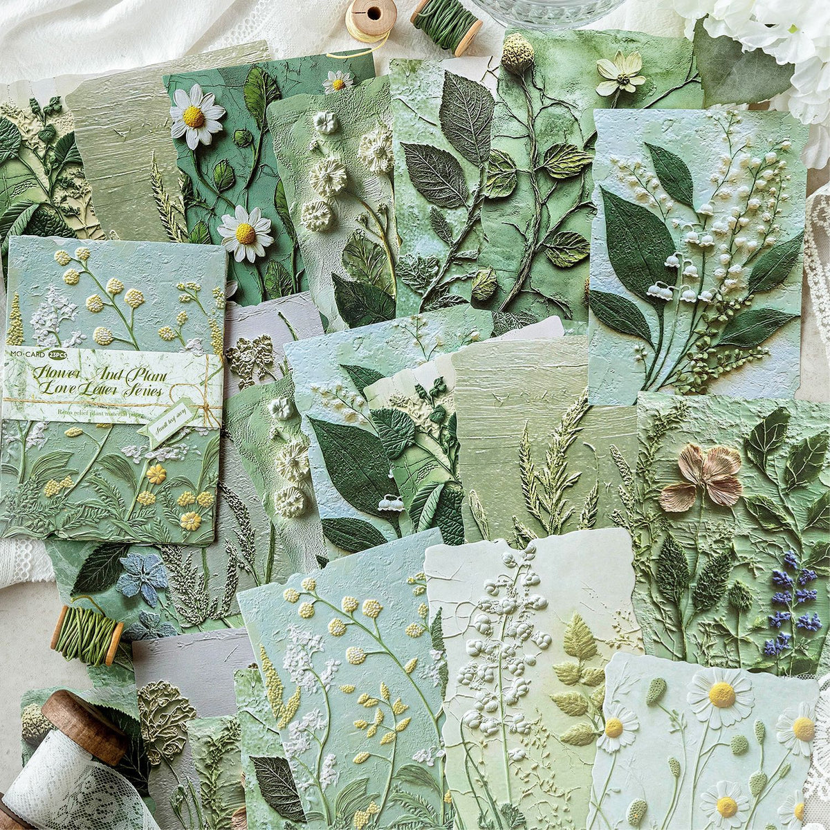 CouldNook Botanical Collage Paper - Embossed Details And Coordinated Floral Prints