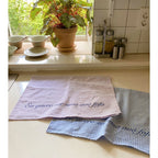 CouldNook Striped Table Cloth - Crinkled Texture And Script Lettering