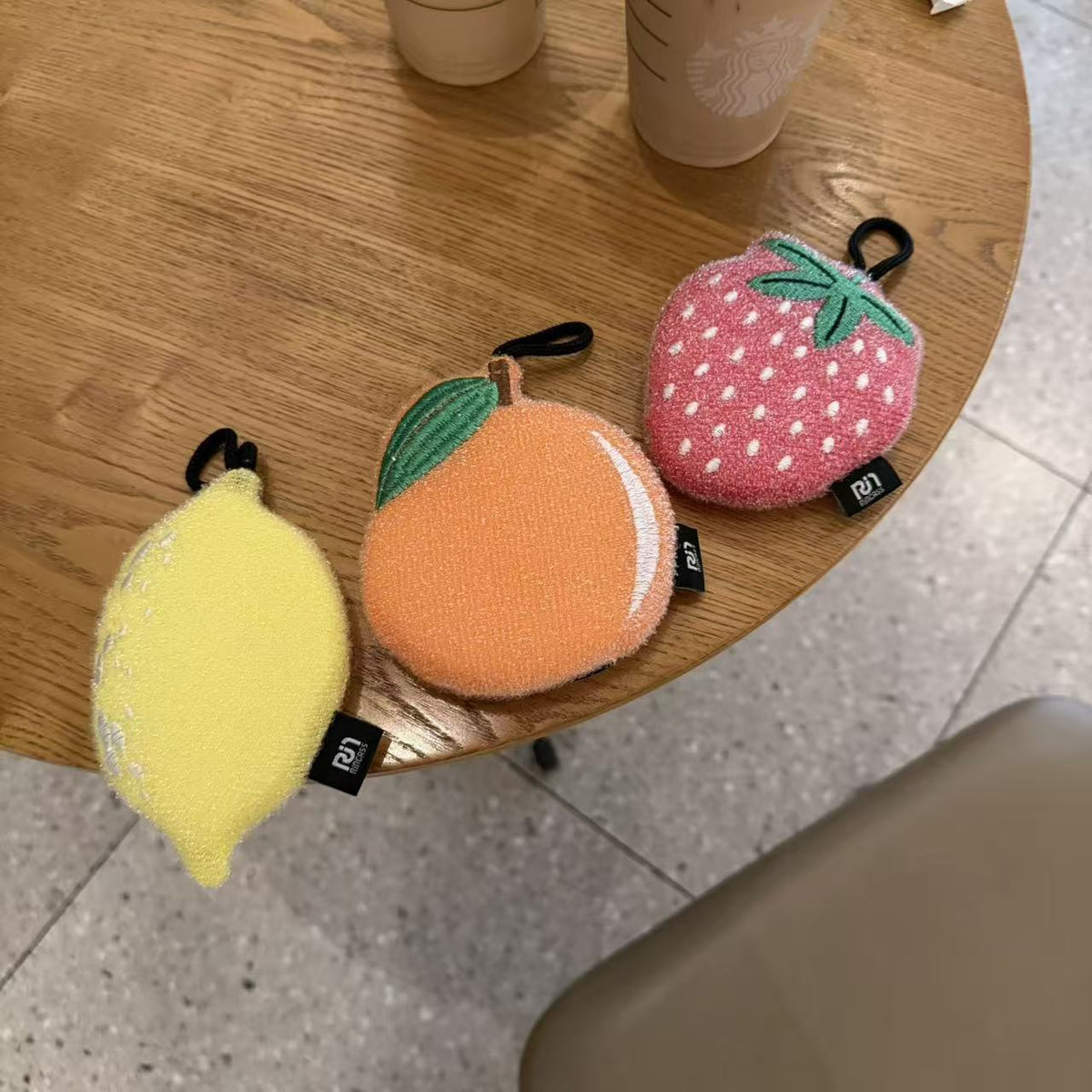 CouldNook Food Shaped Sponge Set - Colorful Scrubbing Faces And Hanging Loops