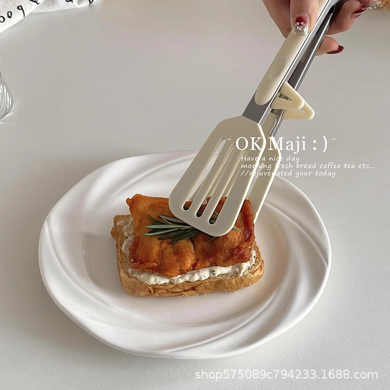 CouldNook Steak Tongs - Slotted Heads and Folded Side Rests