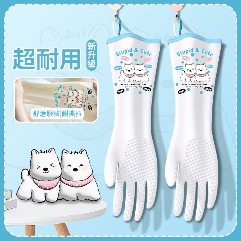 CouldNook Household Cleaning Gloves - Textured Palms And Contrast Cuff Edges