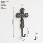 CouldNook Cross Wall Hook - Cast Iron Scrollwork and Curved Tip
