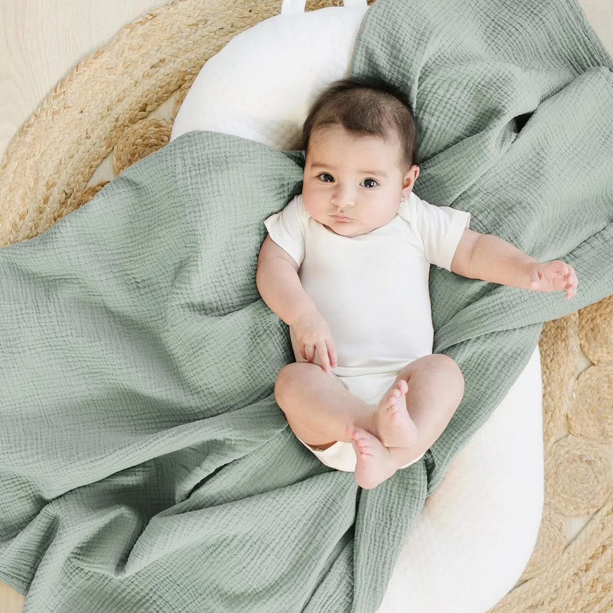 CouldNook Crinkled Gauze Swaddle - Double Layers And Stitched Edges