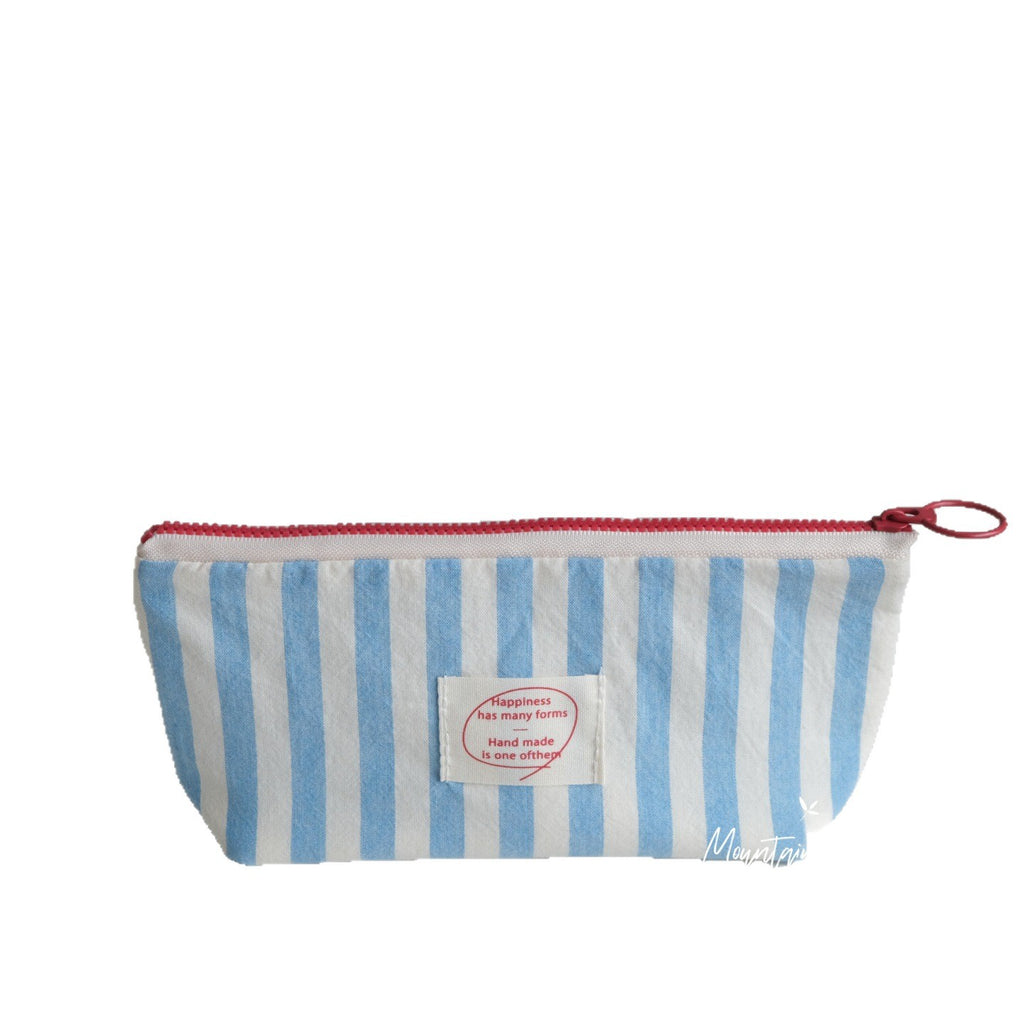 CouldNook Striped Or Gingham Pencil Pouch - Ring Pull And Front Label