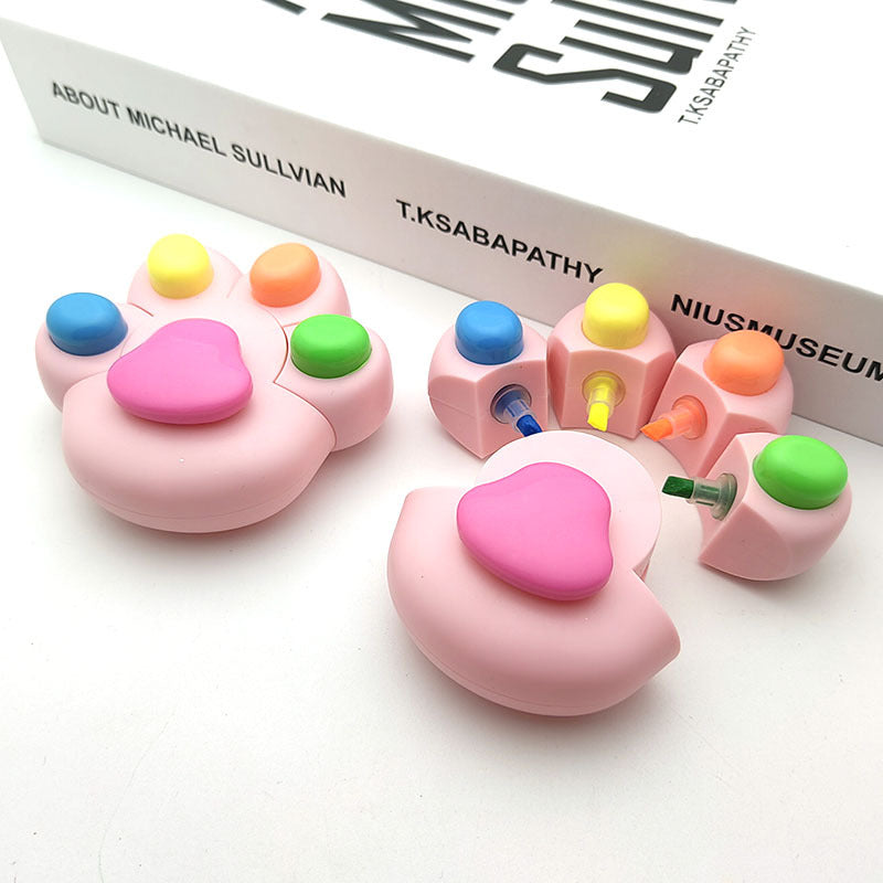 CouldNook Paw Highlighter Set - Removable Color Tips And Rounded Holder