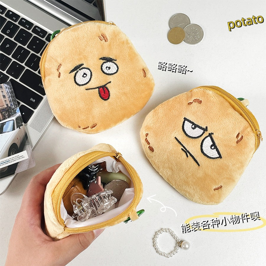 CouldNook Potato Coin Purse - Golden Plush And Four Embroidered Expressions