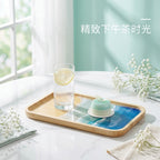 CouldNook Rectangular Ocean Decorative Tray - Rounded Corners and Layered Wave Lines