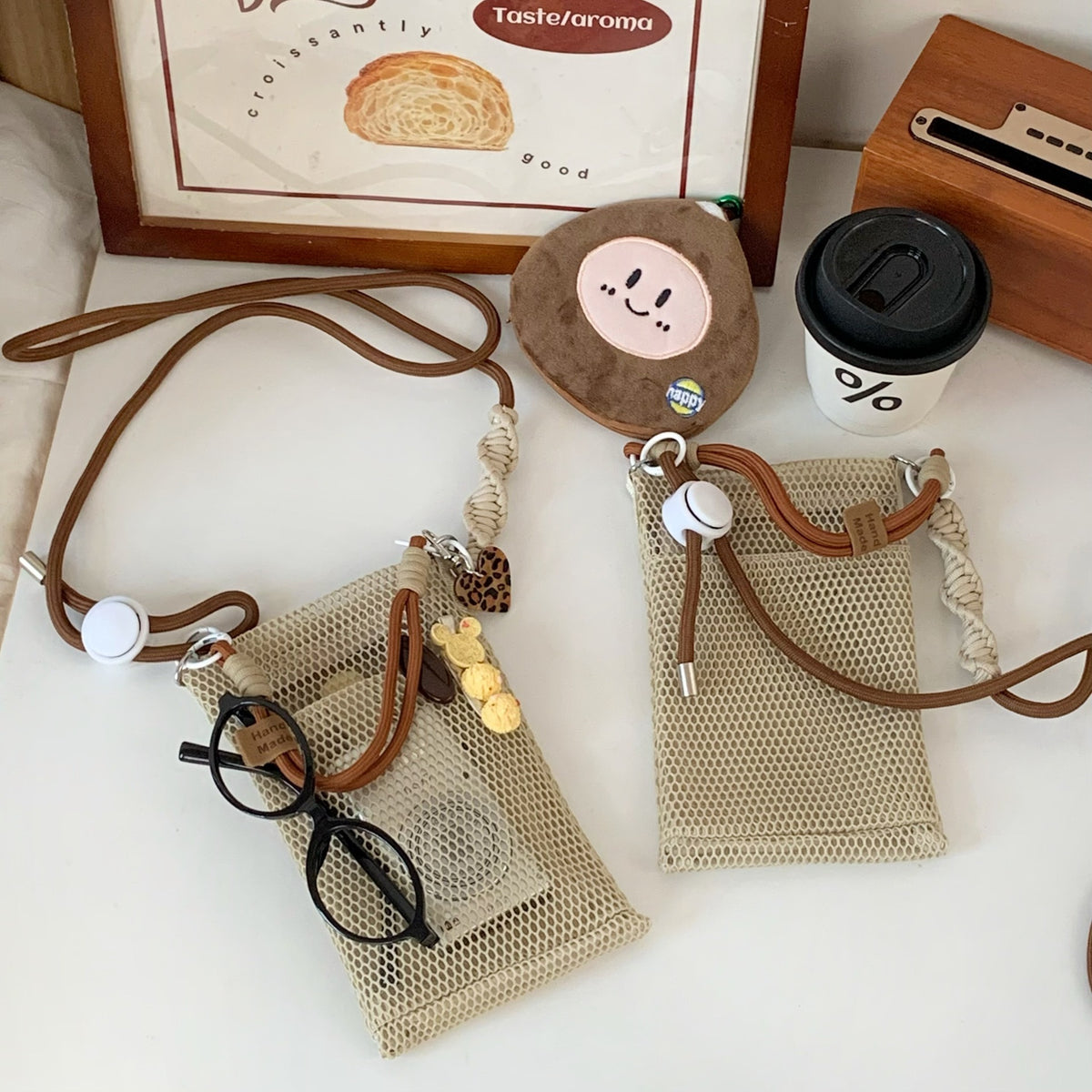 CouldNook Mesh Crossbody Phone Bag - Front Pocket And Rope Straps