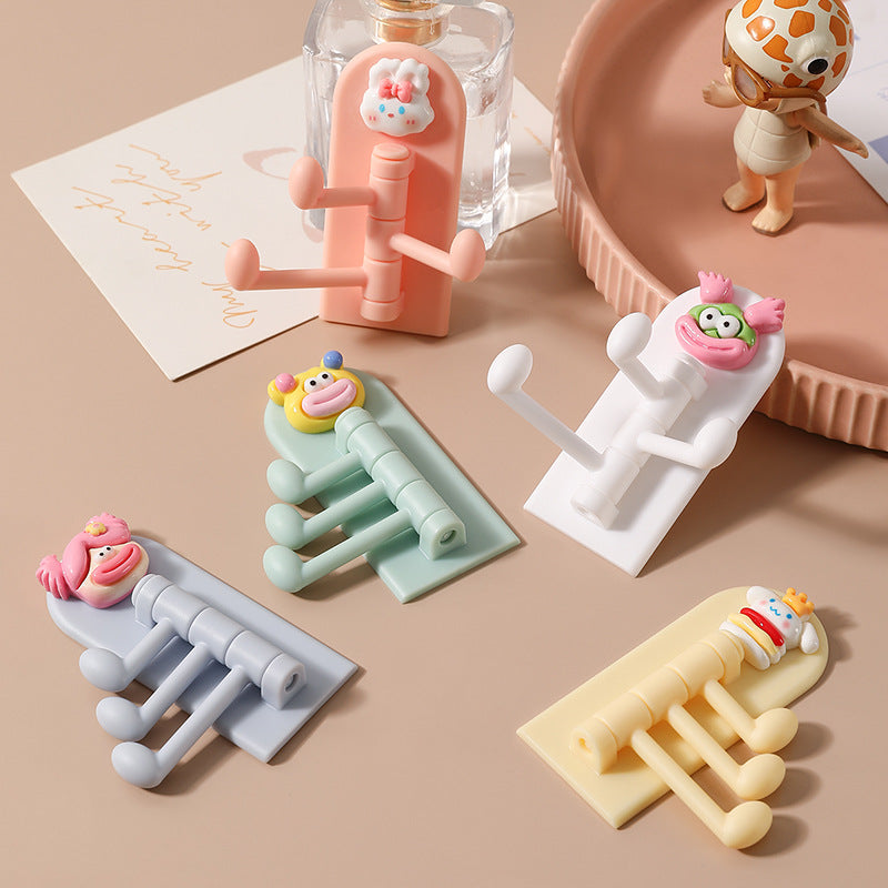 CouldNook Cartoon Adhesive Hook - Swinging Arms and Rounded Backplate