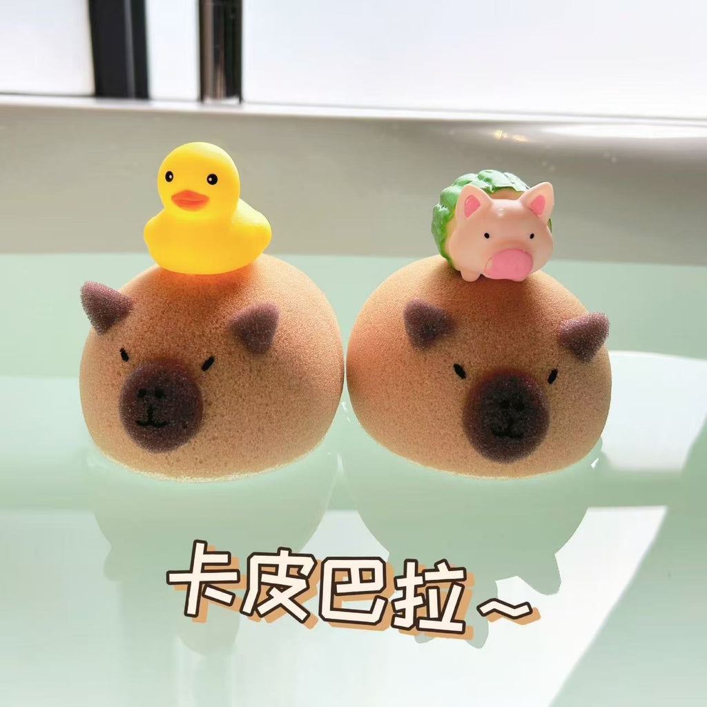 CouldNook Capybara Bath Sponge - Rounded Face and Raised Ears