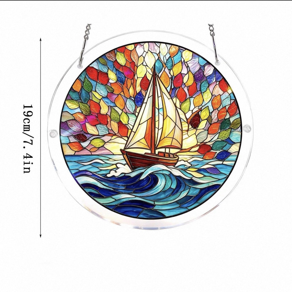 CouldNook Acrylic Puzzle Suncatcher - Round Panel And Colorful Window Artwork