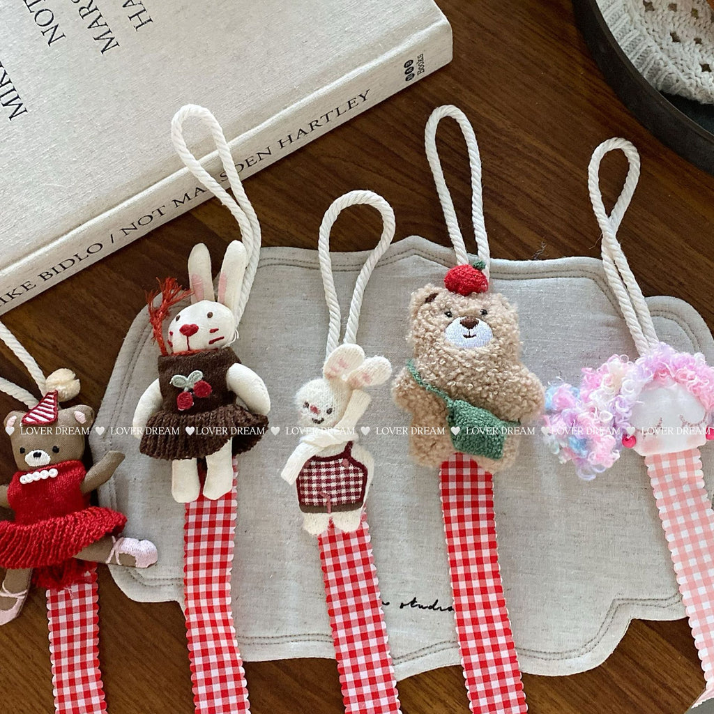 CouldNook Hair Clip Organizer - Plush Figure And Gingham Ribbon