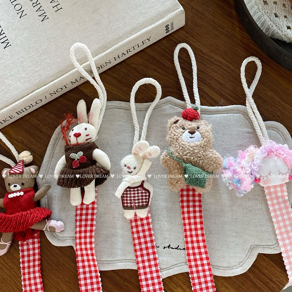CouldNook Hair Clip Organizer - Plush Figure And Gingham Ribbon