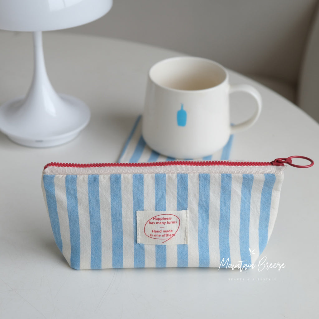 CouldNook Striped Or Gingham Pencil Pouch - Ring Pull And Front Label