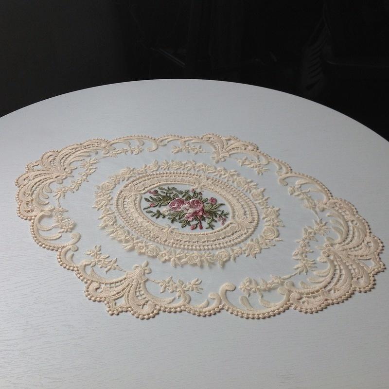 CouldNook Oval Embroidered Lace Placemat - Floral Mesh Size Options