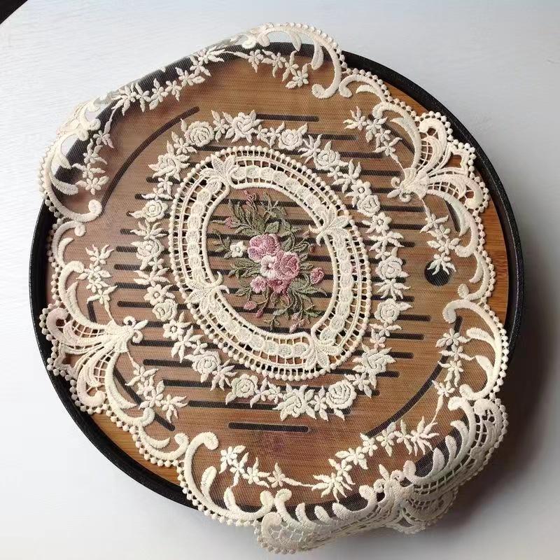 CouldNook Oval Embroidered Lace Placemat - Floral Mesh Size Options