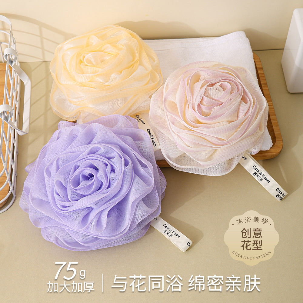CouldNook Rose Bath Pouf - Layered Petals and Gradient Mesh