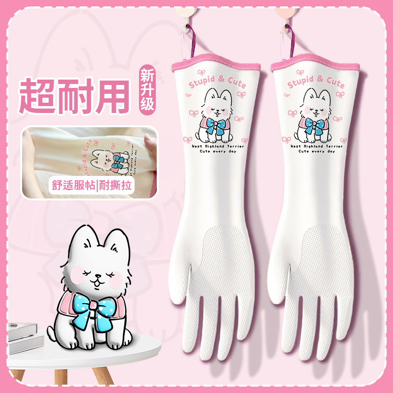 CouldNook Household Cleaning Gloves - Textured Palms And Contrast Cuff Edges