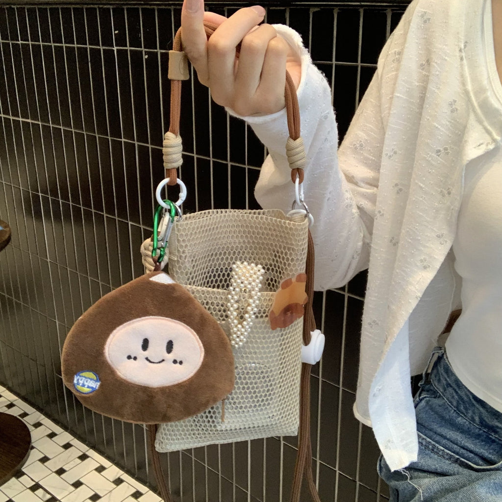 CouldNook Mesh Crossbody Phone Bag - Front Pocket And Rope Straps