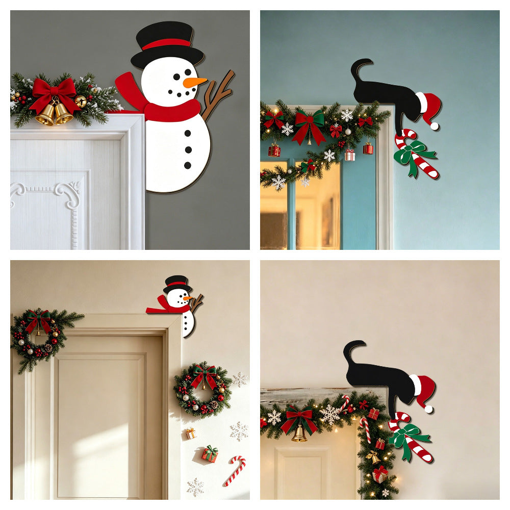 CouldNook Christmas Door Frame Decoration - Corner Shape And Character Print