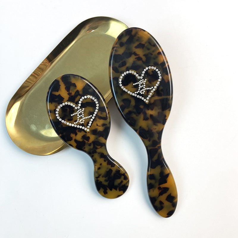 CouldNook Heart-Accent Grooming Accessory - Faceted Detail And Patterned Acetate Body