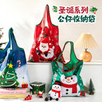 CouldNook Christmas Foldable Shopping Bag - Character Pouch And Holiday Print