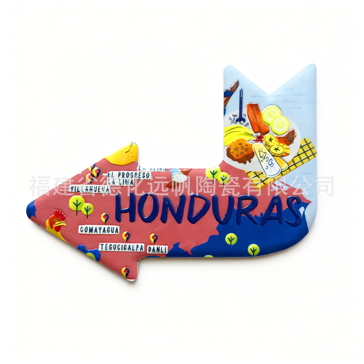 CouldNook Arrow Fridge Magnet - Raised Travel Motifs And Colorful Landmark Scenes