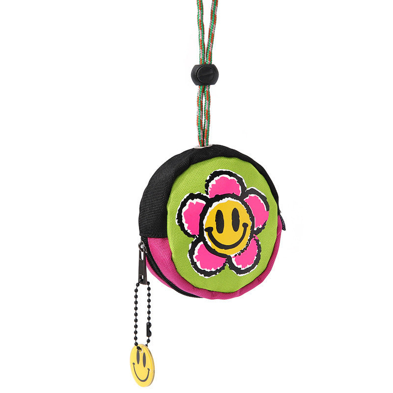 CouldNook Smiley Flower Coin Pouch - Bright Face And Cord Strap