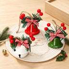 CouldNook Christmas Bell Ornament - Checkered Bows and Greenery Accents