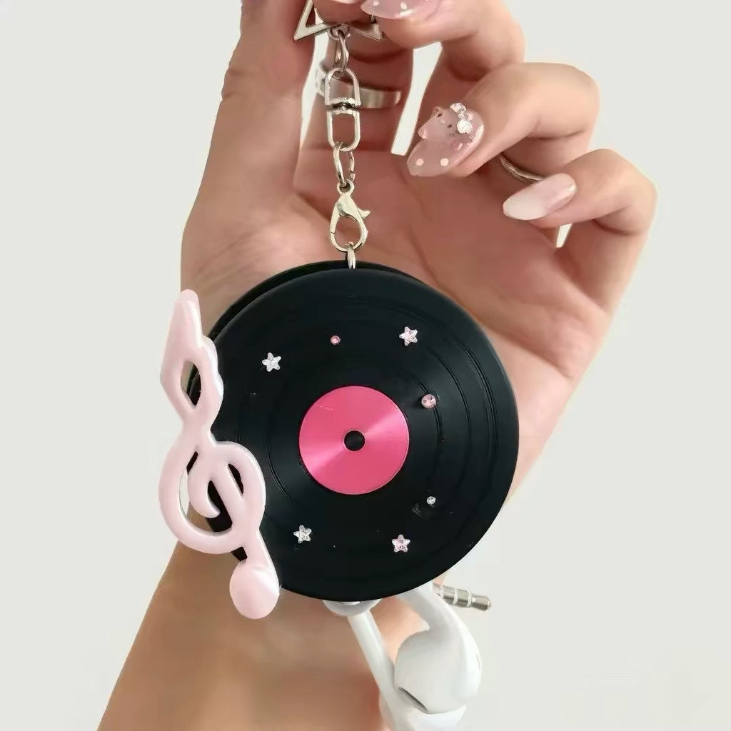 CouldNook Earphone Cord Organizer Keychain - Record Shape And Treble Clef