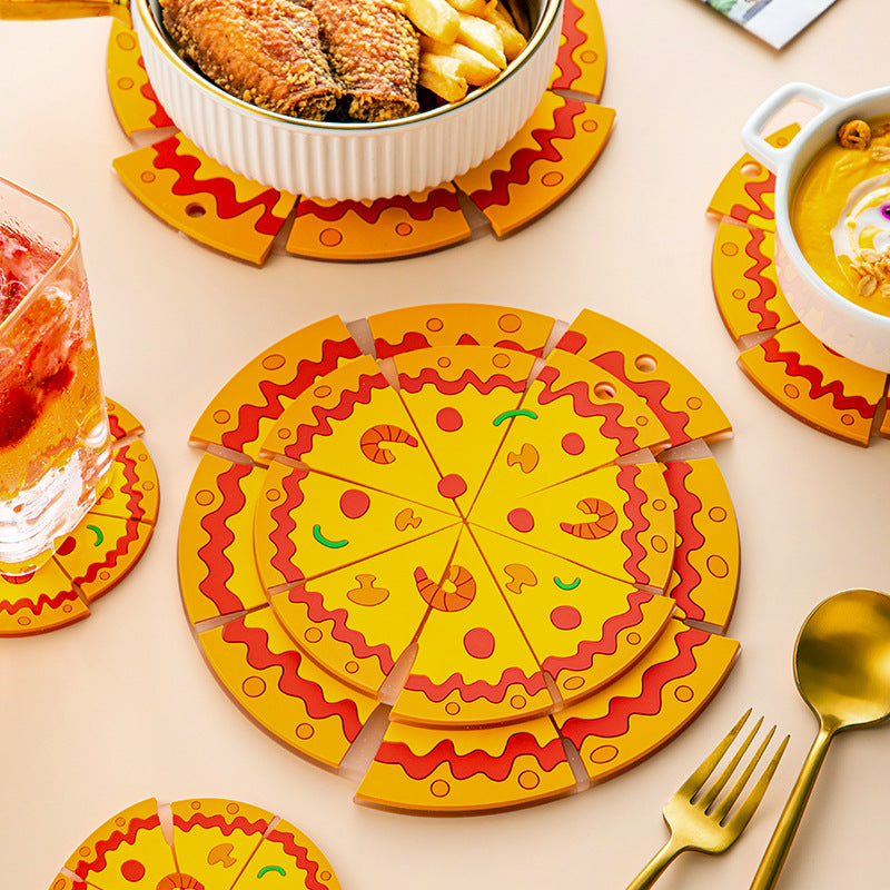 CouldNook Pizza Trivet - Colorful Toppings and Slice-Style Outline