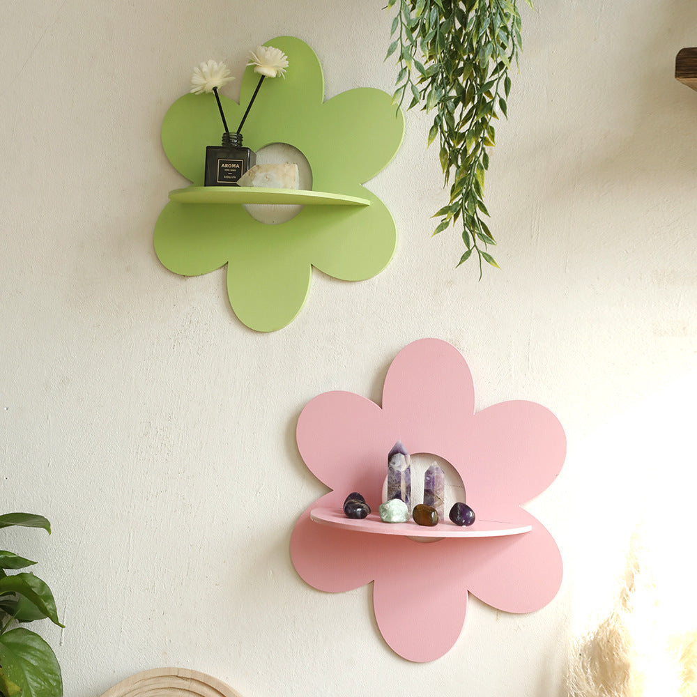 CouldNook Decorative Wall Shelf - Flower Or Wave Backing And Display Ledge