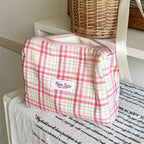 CouldNook Checked Cosmetic Pouch - Soft Fabric And Shaped Base Options