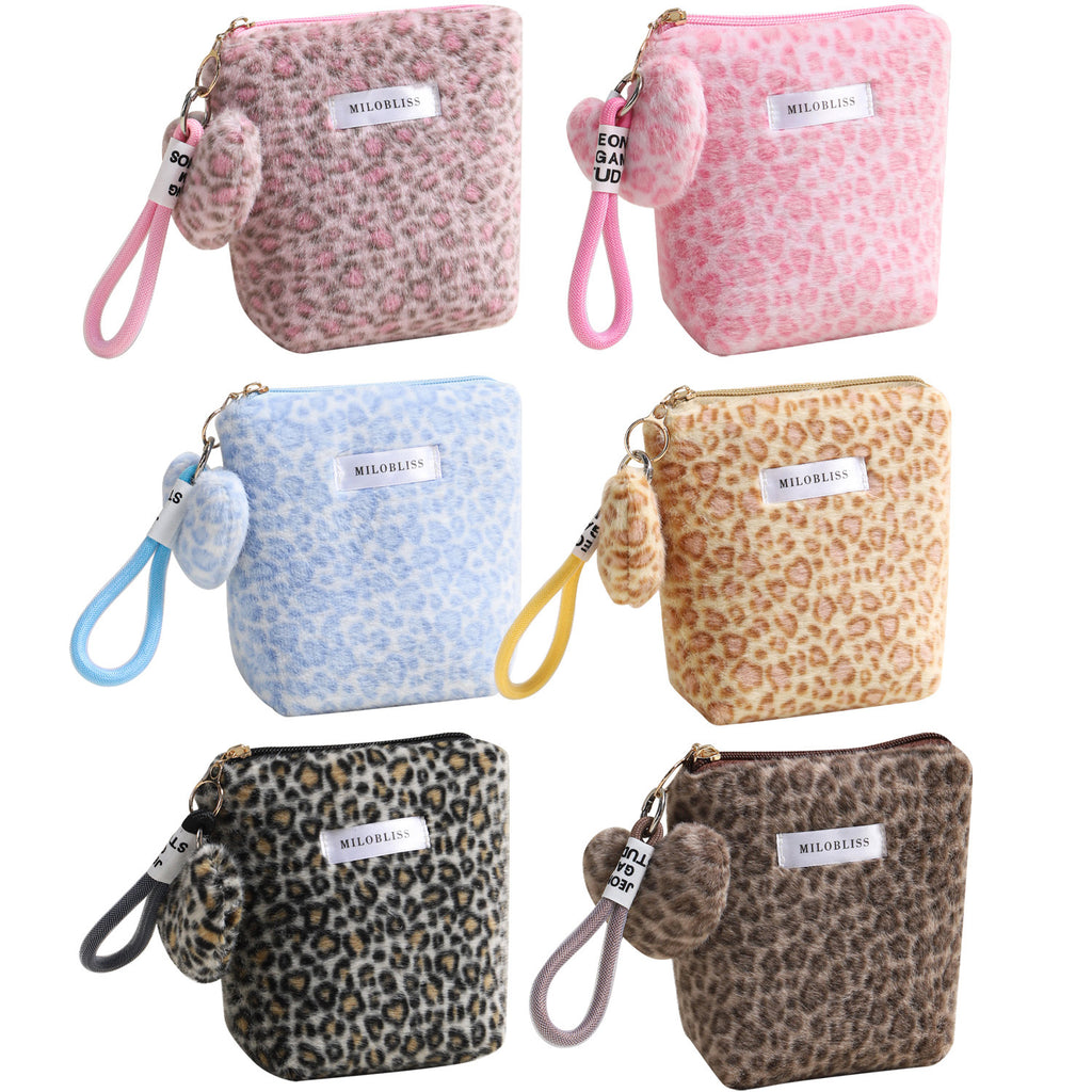 CouldNook Leopard Cosmetic Bag - Plush Spots And Matching Heart Charm