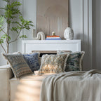 CouldNook Fringed Jacquard Cushion Cover - Botanical Patterns And Textured Borders