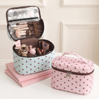 CouldNook Polka Dot Cosmetic Case - Top Handle And Interior Brush Storage