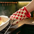 CouldNook Pinch Oven Mitt - Printed Top And Pale Quilted Underside