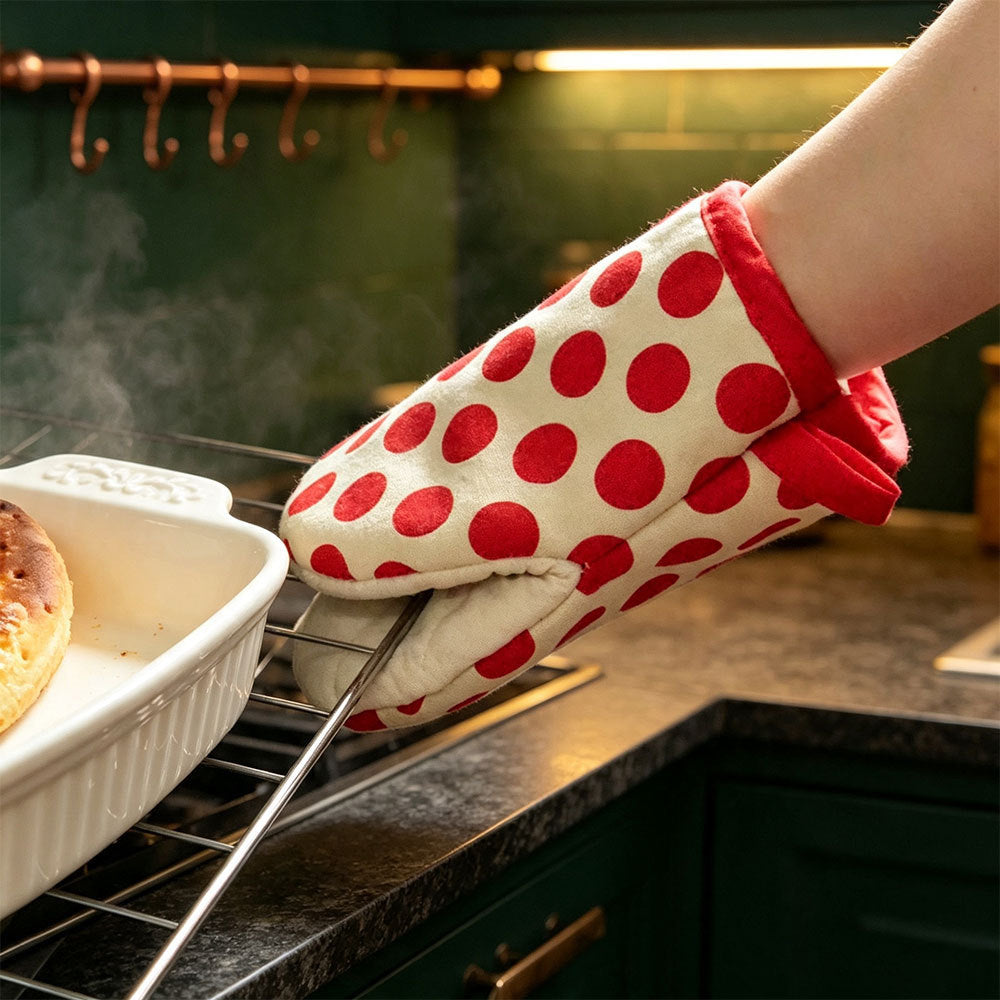 CouldNook Pinch Oven Mitt - Printed Top And Pale Quilted Underside