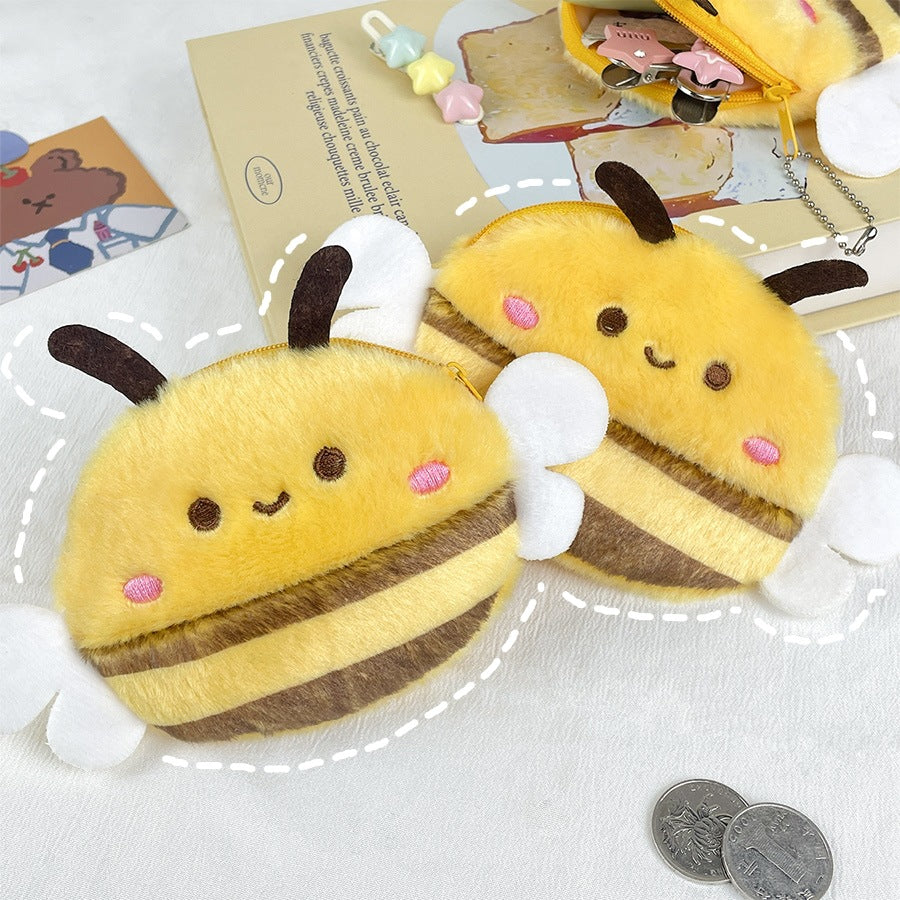 CouldNook Bee Coin Purse - Plush Stripes And Little White Wings