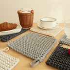 CouldNook Japanese Chunky Knit Trivet - Minimalist Woven Square Mat