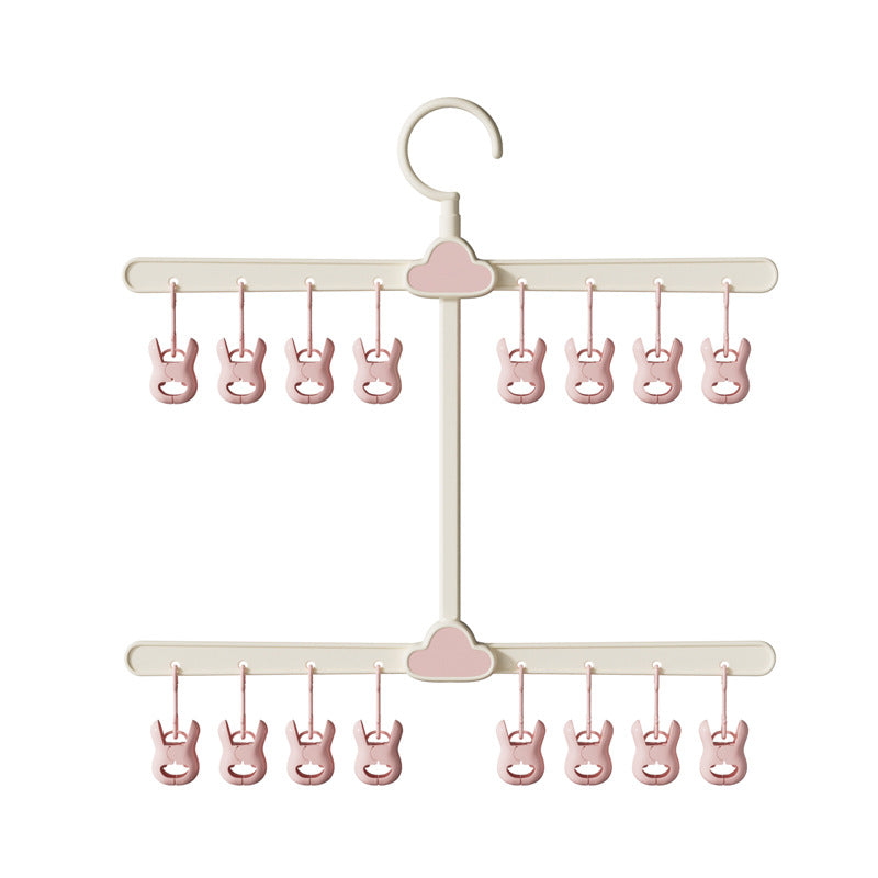 CouldNook Two-Tier Laundry Clip Hanger - Rabbit Clips And Cloud Details