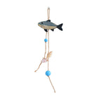 CouldNook Wooden Fish Wall Hanging - Painted Patterns And Beaded Cord