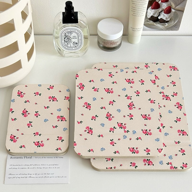 CouldNook Patterned Folding Mirror - Printed Cover And Fold-Back Tabletop Support