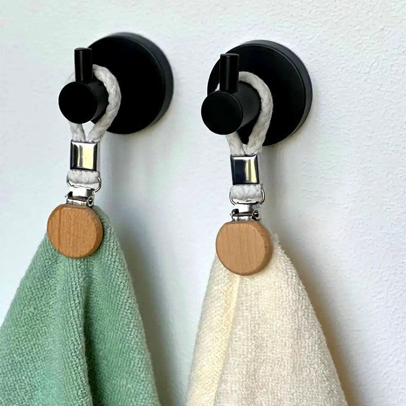 CouldNook Towel Clip - Braided Hanging Loop And Round Wood Detail
