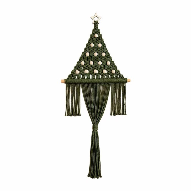 CouldNook Macrame Tree Wall Hanging - Beaded Triangle and Long Center Tassel