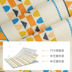 CouldNook Geometric Tassel Tablecloth - Patterned Bands and Cotton-Linen Blend Fabric