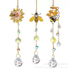 CouldNook Bee Motif Suncatcher - Floral Details And Faceted Pendant Strand