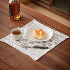 CouldNook Square Fabric Placemat - Crinkled Texture and Printed Floral Designs